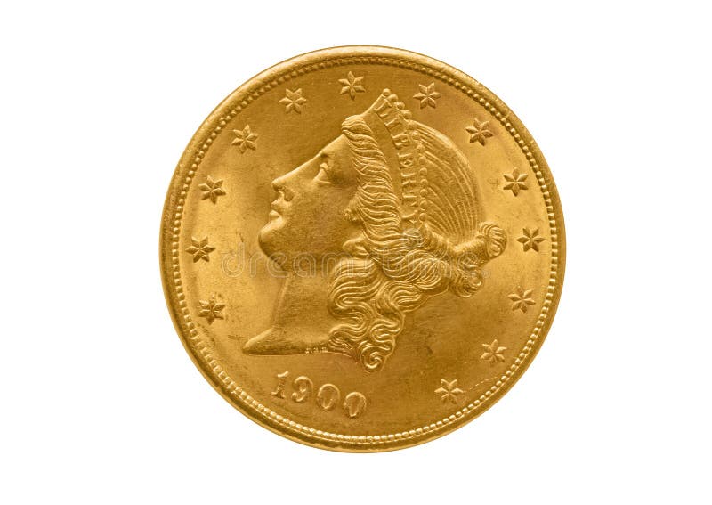Tjugo dollar guld- mynt från 1900 arkivfoto