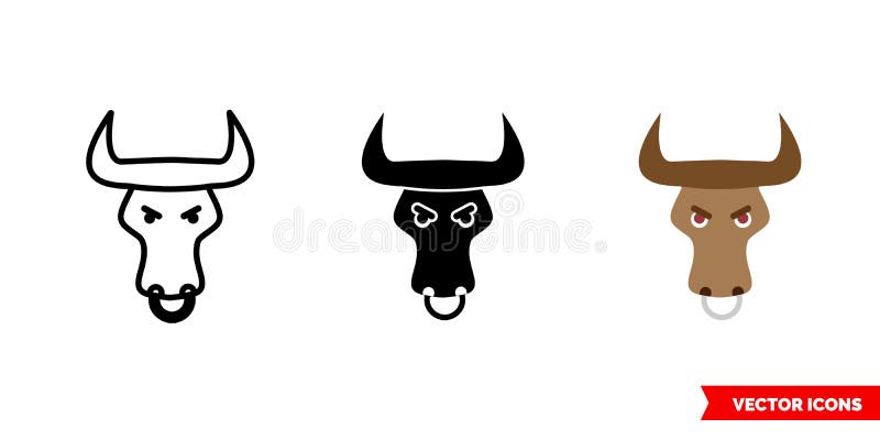 Tjursymbol med 3 färgtyper svart och vit kontur. symbol för isolerad vektorsymbol. vektor illustrationer