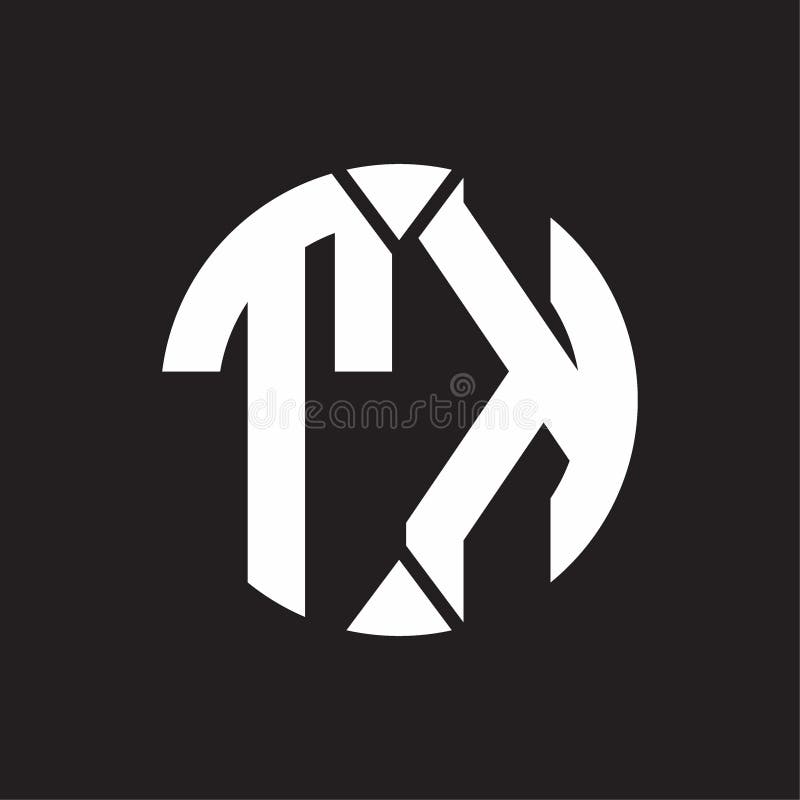 TK Logo Monogram with Piece Circle Ribbon Style Stock Vector