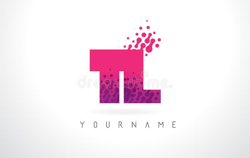TL T L logo de lettre avec la couleur et les particules pourpres roses Dots Des