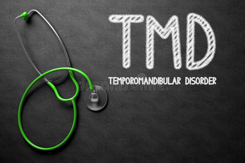 Medical Concept: TMD - Temporomandibular Disorder on Black Chalkboard. Medical Concept: Black Chalkboard with TMD - Temporomandibular Disorder. 3D Rendering. Medical Concept: TMD - Temporomandibular Disorder on Black Chalkboard. Medical Concept: Black Chalkboard with TMD - Temporomandibular Disorder. 3D Rendering.