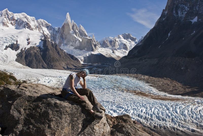 On the Cerro-torre glacier stock photo. Image of funny - 8267612