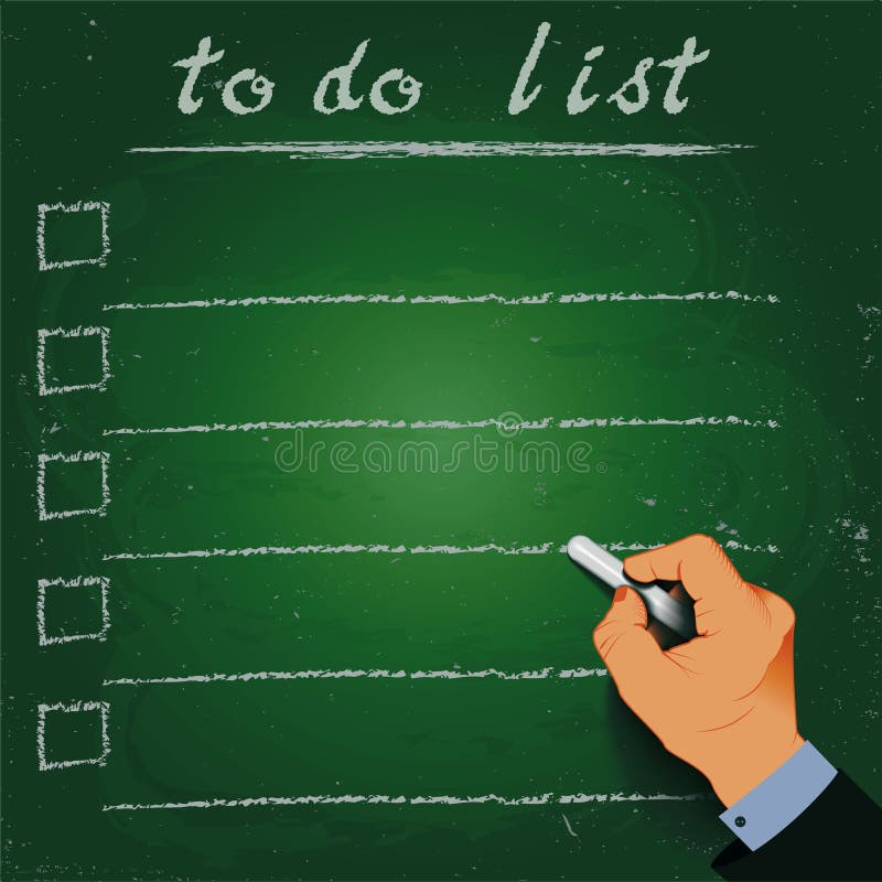 To Do List Chalk on a Blackboard 3d Hand Stock Illustration