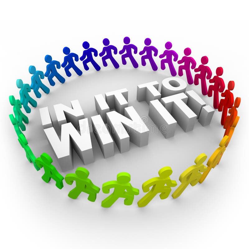 In It to Win It - Runners and Words vector illustration In It to Win It - Runners and Words vector illustration