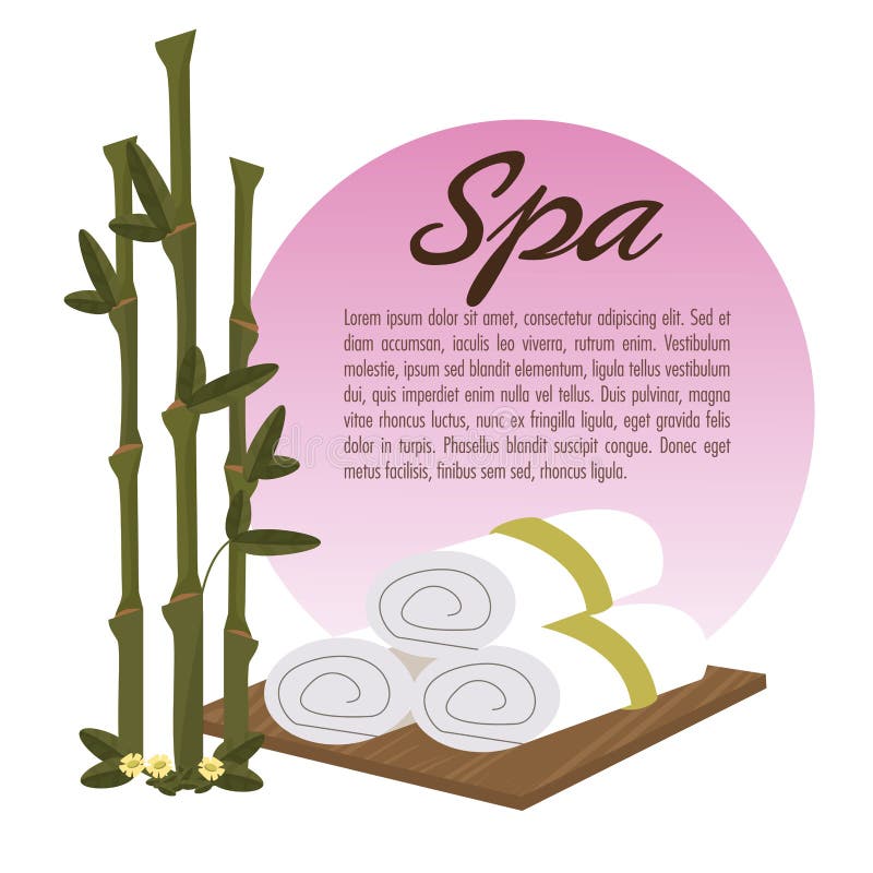 Toalla de la belleza del balneario sobre bambú de madera ilustración del vector