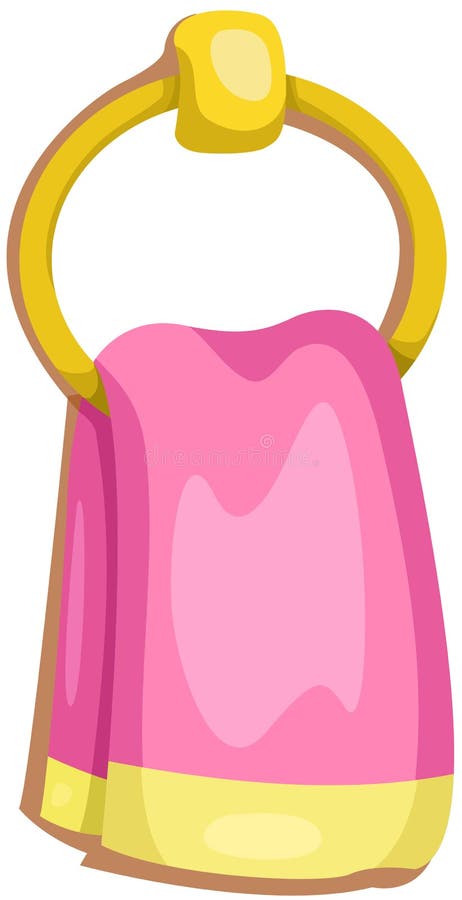 Illustration of isolated pink hand towel on hanger. Illustration of isolated pink hand towel on hanger