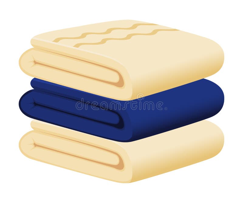 Stack of blue and beige towels isolated on white. Stack of blue and beige towels isolated on white.