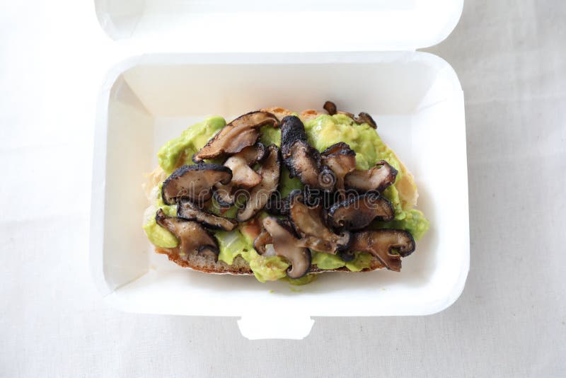 Toast with Avocado and Grilled Mushroom with Delivery Package in White
