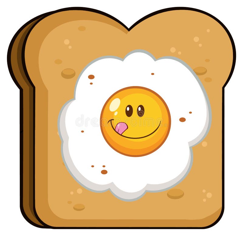 Toast Bread Slice With Smiling Egg Cartoon Character royalty free illustration Toast Bread Slice With Smiling Egg Cartoon Character royalty free illustration