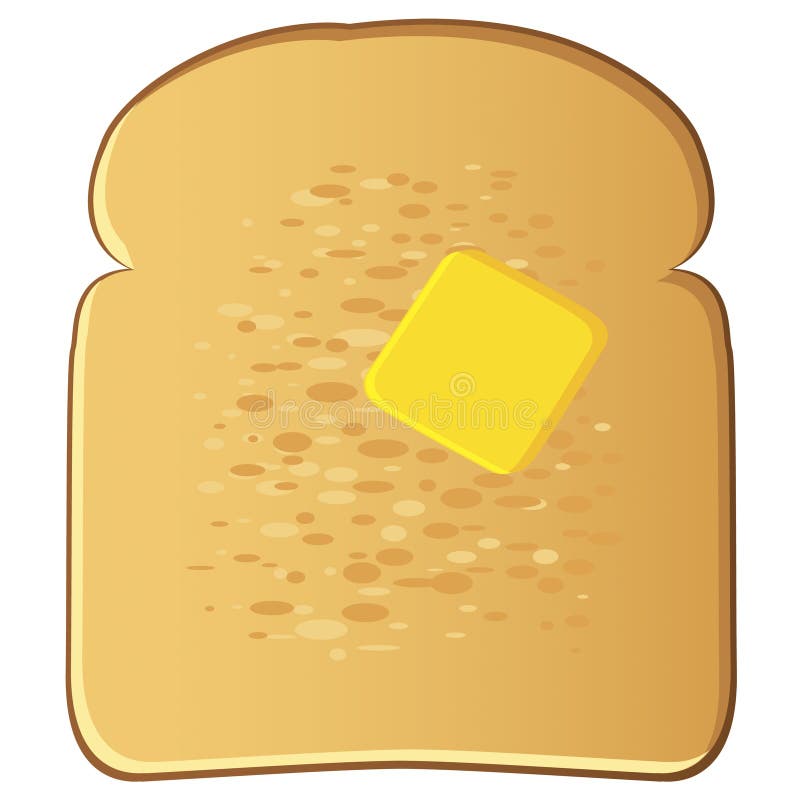 Toast with Butter and Knife Vector Illustration Stock Vector