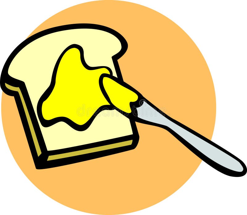 Toast with Butter and Knife Vector Illustration Stock Vector