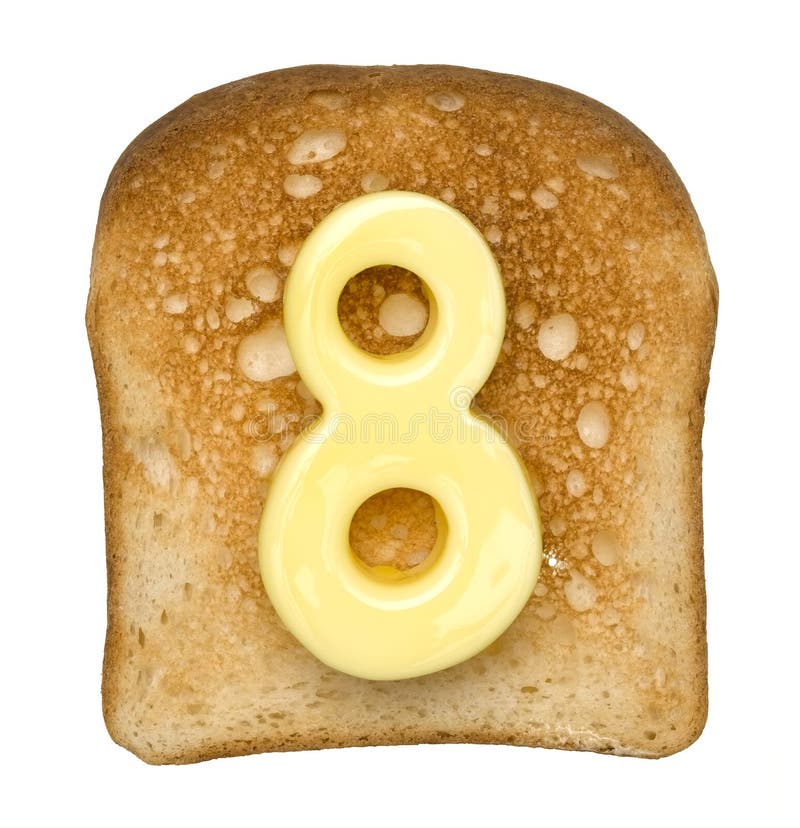 Toast with Butter Number royalty free stock photo