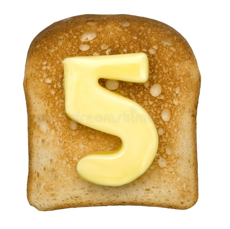 Toast with Butter Number royalty free stock photo