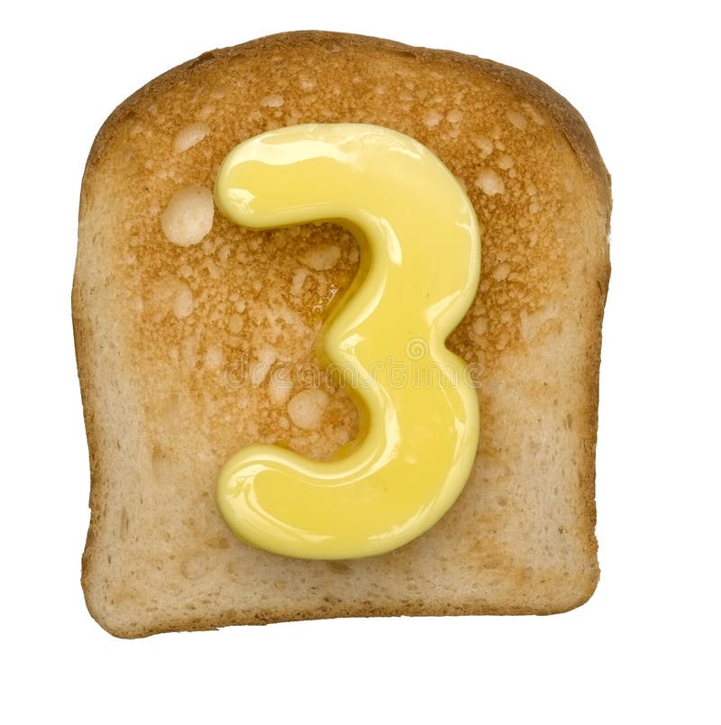 Toast with Butter Number royalty free stock photos
