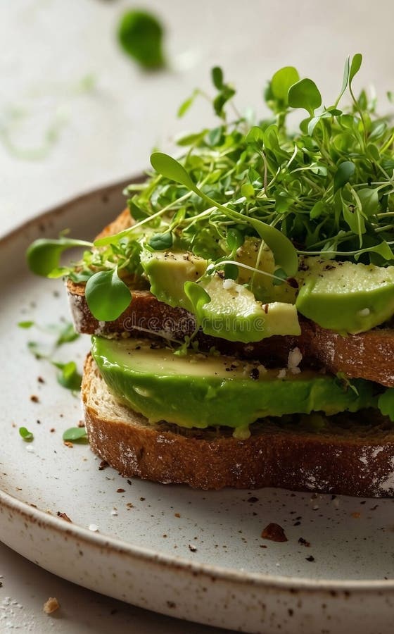 Toast di avocado con erbe fresche illustrazione di stock