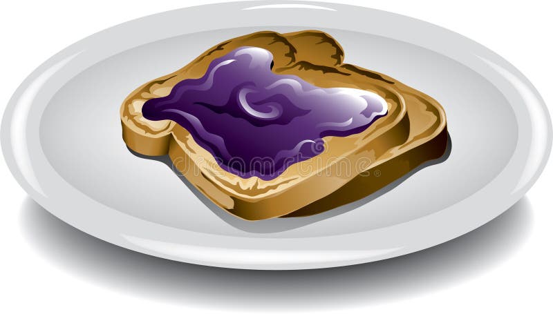 spreading grape jelly on bread