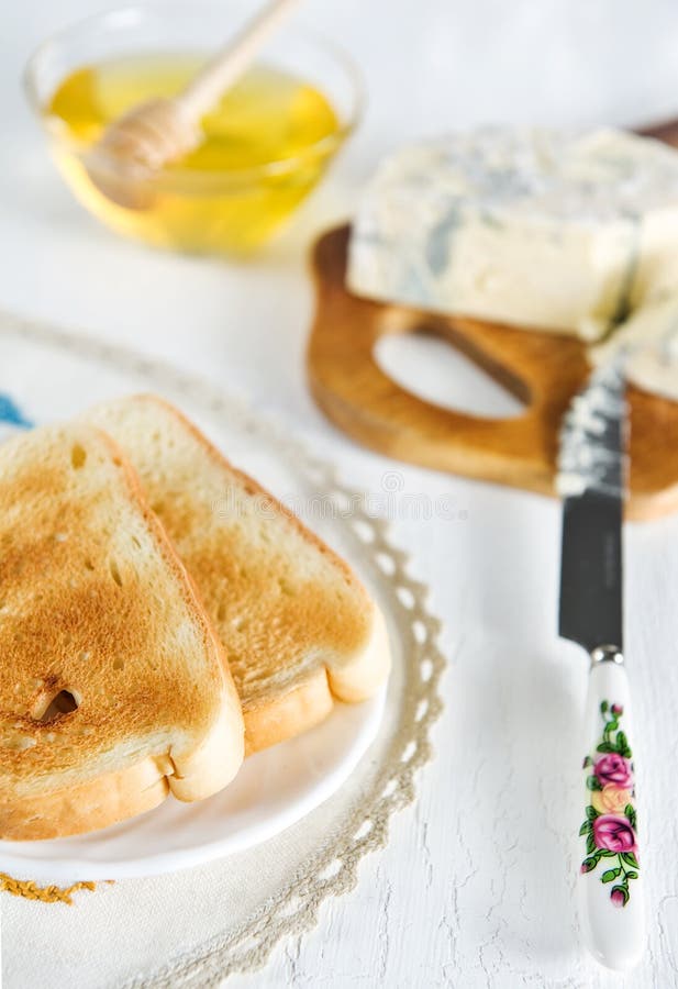 Toast, Honey and Blue Cheese Stock Image Image of closeup, breakfast