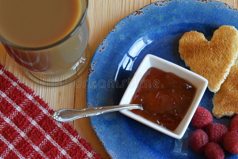 Toast, Jam and Fruit with a Mug of Coffee Stock Image Image of toast