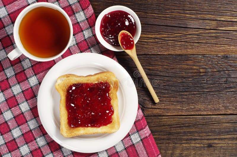 Toast with jam and tea