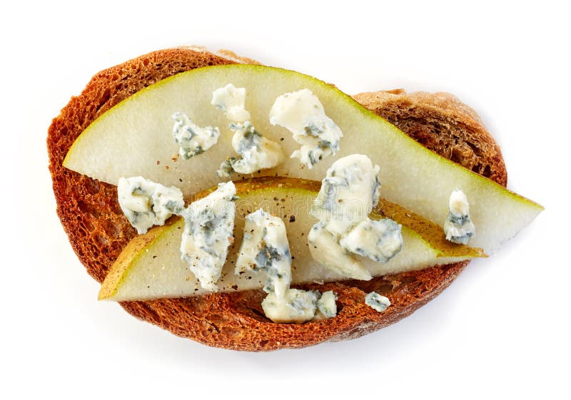Toasted bread with pear and blue cheese