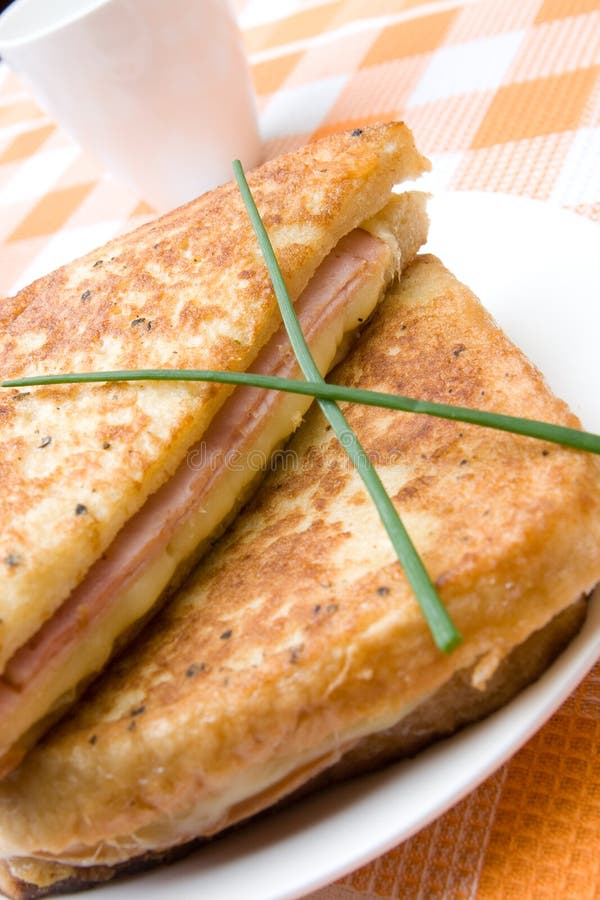 Toasted cheese and ham sandwiches