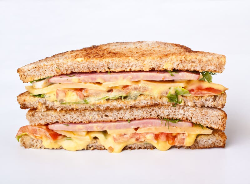 Toasted ham and cheese sandwich