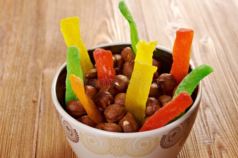 Toasted Nuts and Candied Fruit Stock Photo Image of hard, candied