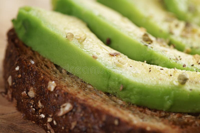 Toasted Rye Bread with Sliced Avocado and Herbs Stock Photo Image of