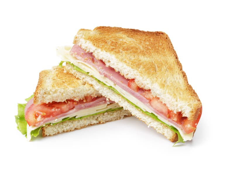 Toasted sandwich with ham, cheese and vegetables
