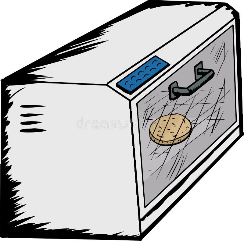 Toaster Oven with Bread Inside royalty free illustration