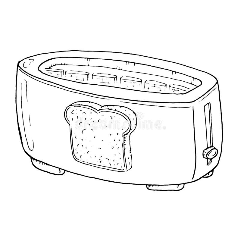 Toaster Sketch Drawing. Vector of Kitchen Appliance Toaster Stock