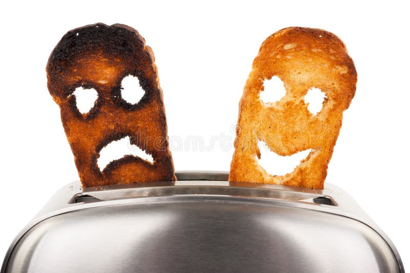 Toasts with Smiley Face in Toaster Stock Image Image of healthy