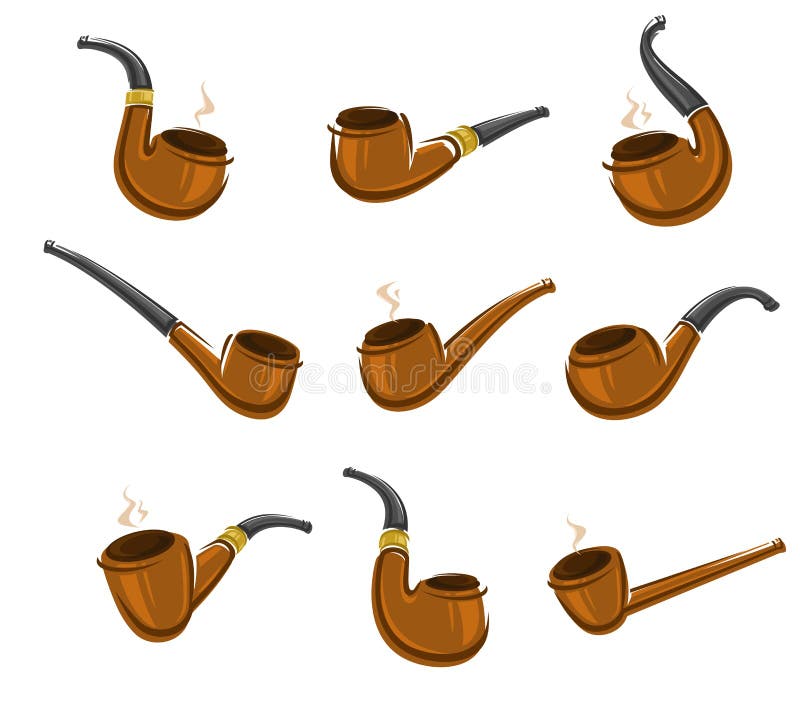 Tobacco pipes set. Vector stock vector. Illustration of pleasure - 60337654