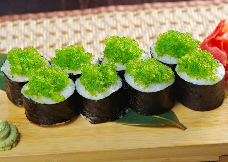 Tobiko (flying Fish Roe) Gunkan Maki Sushi Stock Photo - Image of