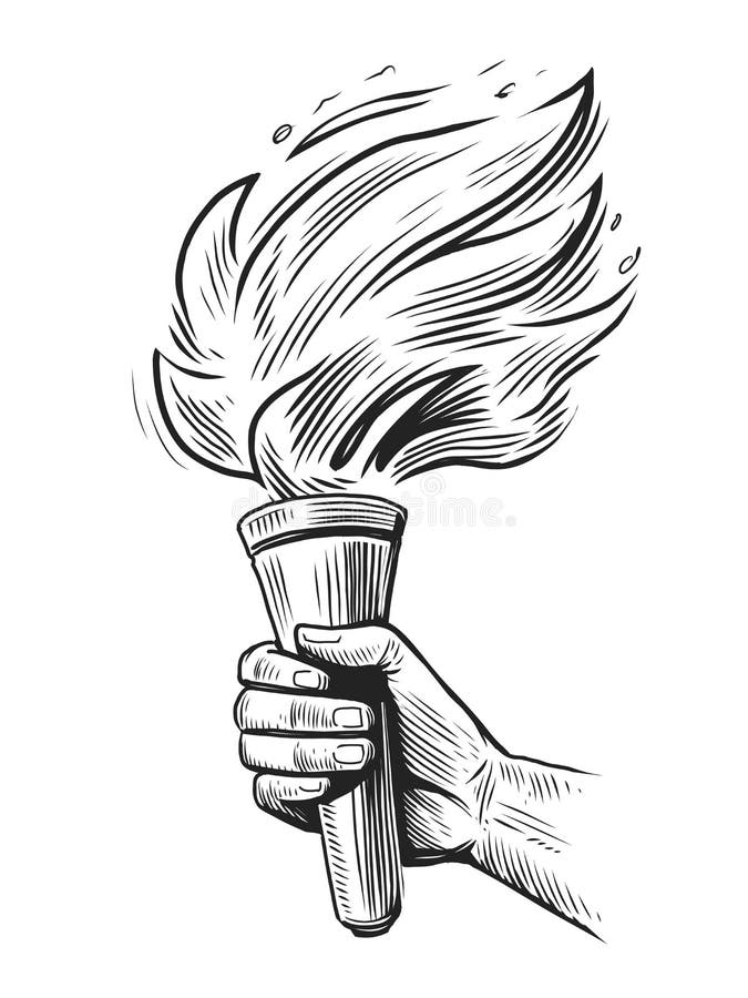 fogo abstrato coleção tocha desenho preto flamejante na ilustração de fundo branco