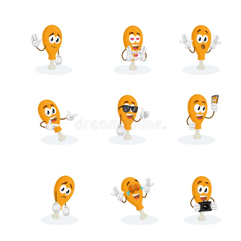 Toda a mascote e fundo de Fried Chicken do grupo ilustração stock