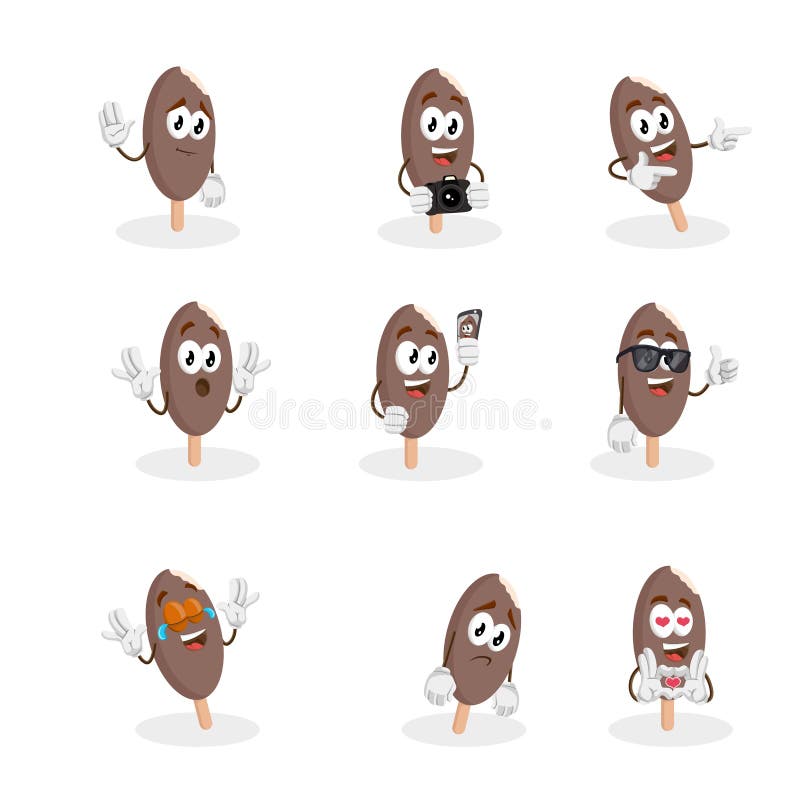 Toda a mascote e fundo do chocolate do gelado do grupo ilustração stock