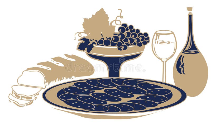 Todavía vida con la comida y la bebida libre illustration Todavía vida con la comida y la bebida libre illustration