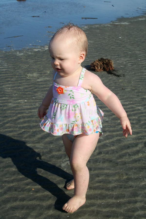 Toddler on beach stock photo. Image of preschool, ocean 1163136