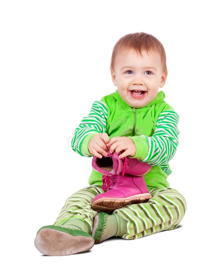 Baby and shoes stock image. Image of feet, game, floor 13902467