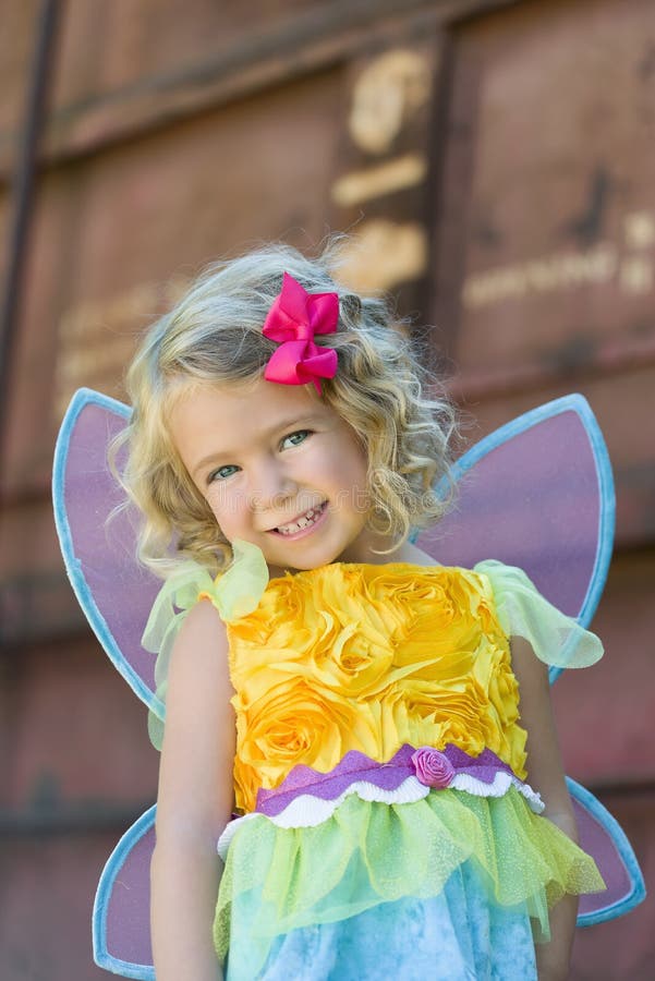 Toddler in Fairy Halloween Costume Stock Image - Image of portrait, wings:  32960611