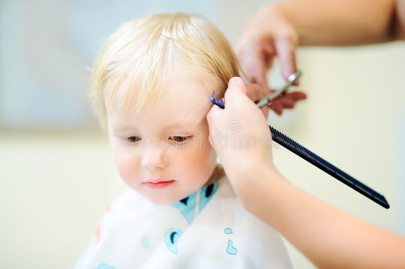 Toddler Getting His Haircut Stock Photo Image of hairdresser, hair