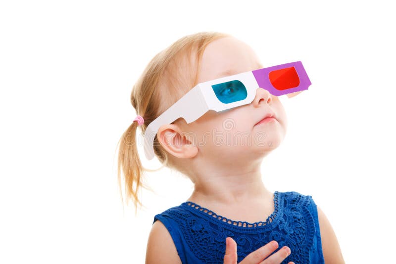 Toddler girl wearing 3D glasses