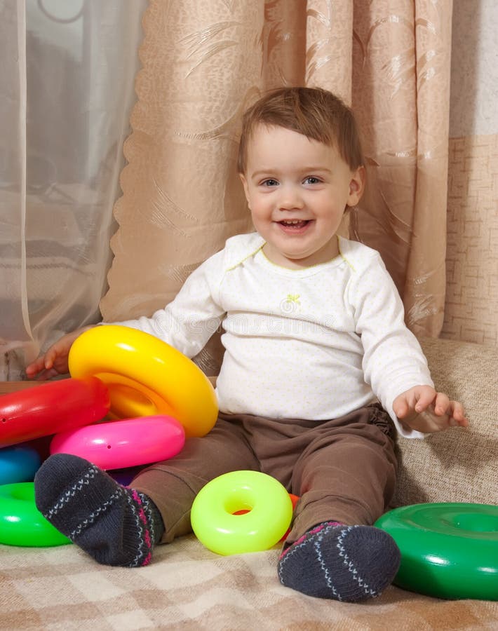 Toddler is Playing with Toy Blocks Stock Image - Image of happiness ...