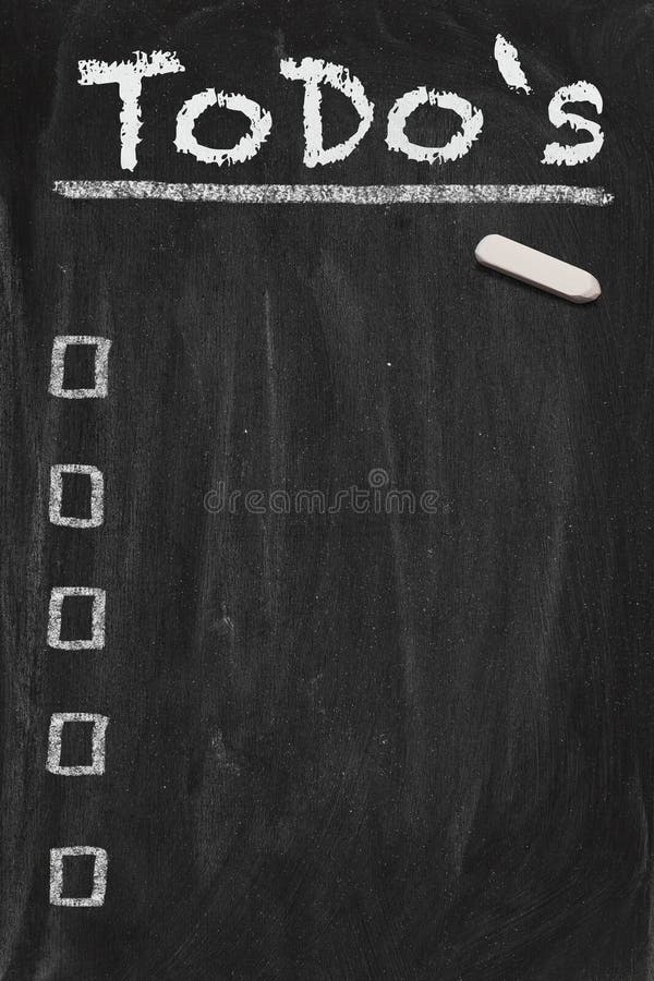 High resolution black chalkboard image with empty to do list. Conceptual illustration for managing the most important things. Copy space included. High resolution black chalkboard image with empty to do list. Conceptual illustration for managing the most important things. Copy space included.