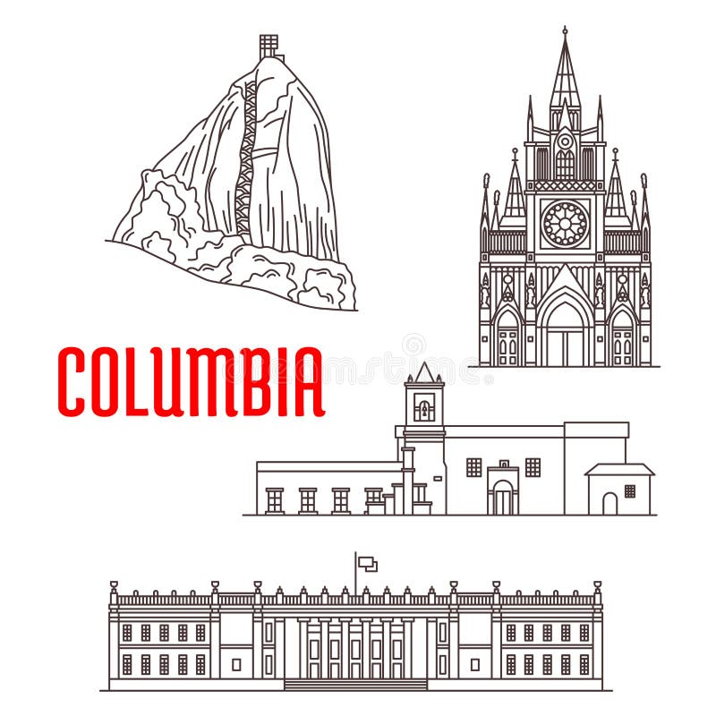 Toeristenoriëntatiepunten en architectuur van Colombia royalty-vrije illustratie Toeristenoriëntatiepunten en architectuur van Colombia royalty-vrije illustratie