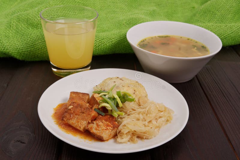 Tofu with Cabbage and Rice Dumplings on a Table Stock Photo Image of javanese, meal 113240954