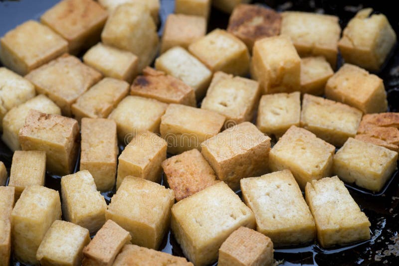 Fried tofu cubes stock photo. Image of diet, vegetarian - 24644932