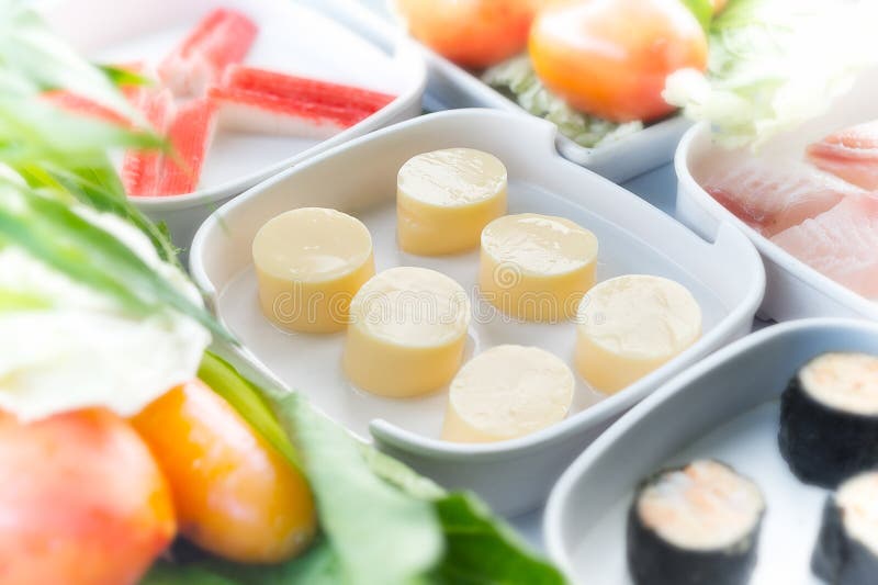 Tofu, Set of Food Suki is Japanese Food in Restaurants Stock Image