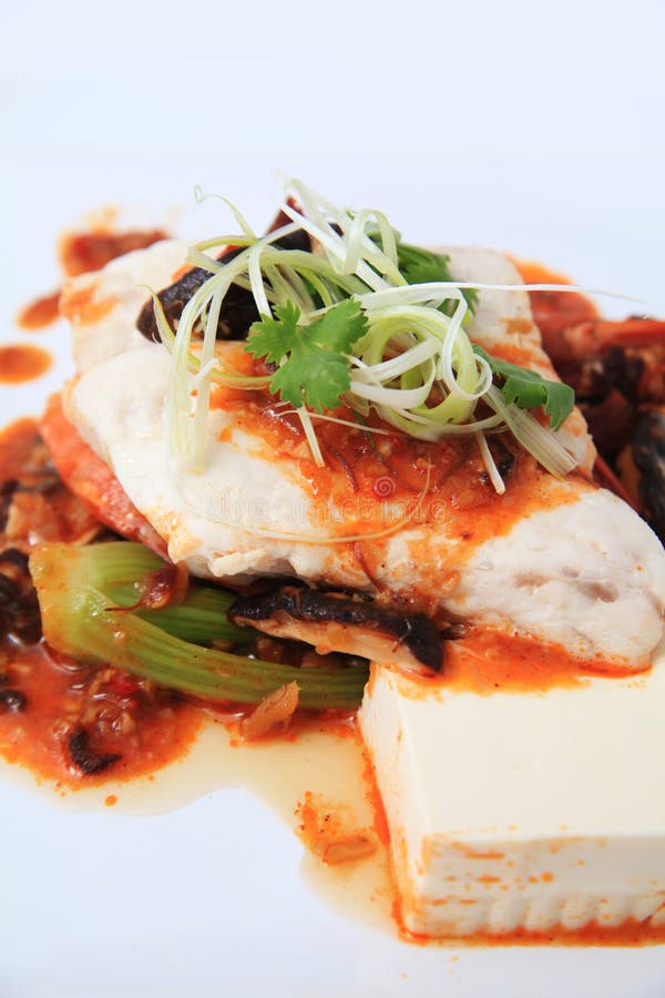 Chinese tofu with xo sauce stock image. Image of plate 22294369